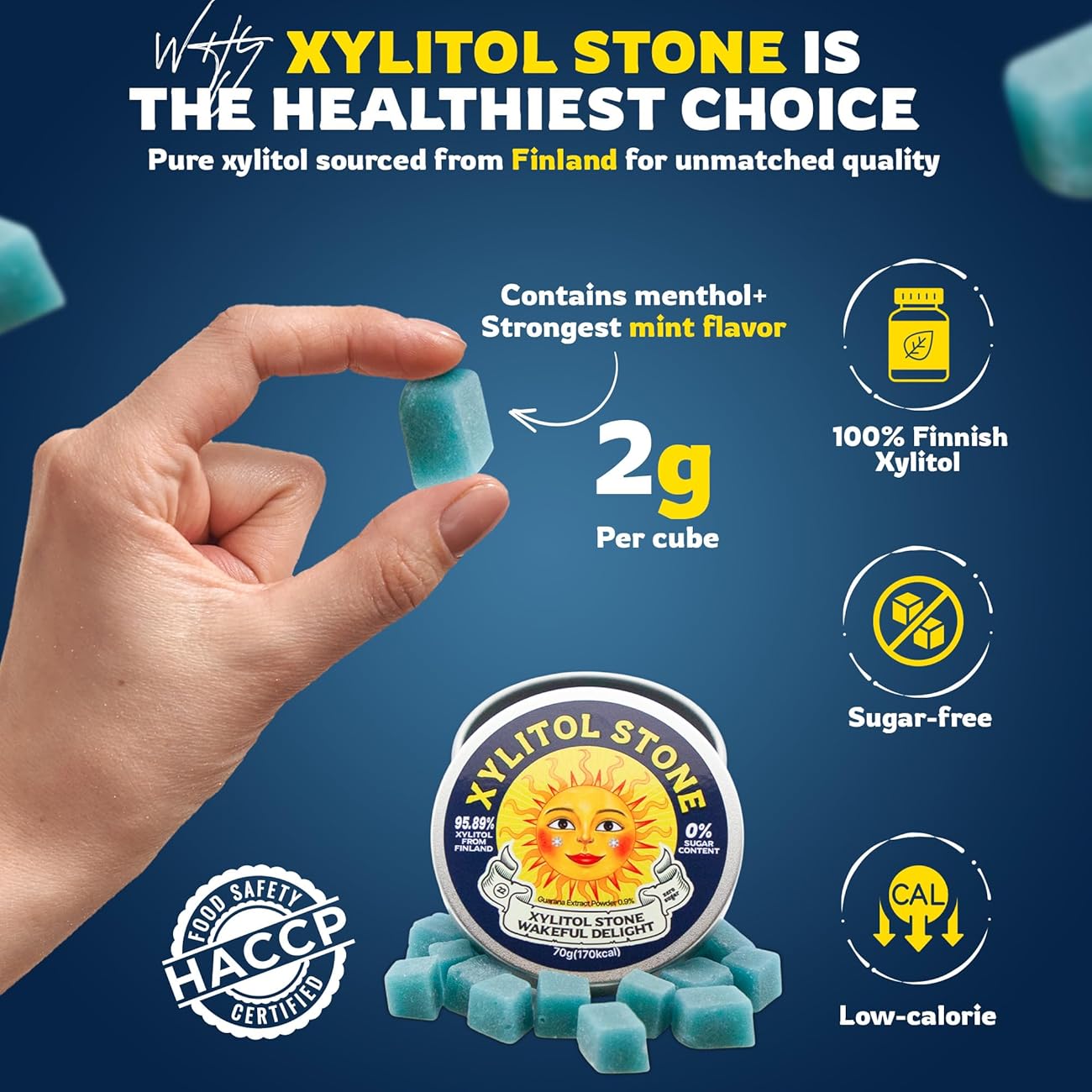 Xylitol Stone Sugar Free Hard Candy Wakeful Delight Flavor 70g (KOREA)