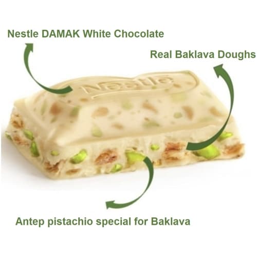 Damak Baklava White Chocolate w/ Pistachio 60g (TURKEY)