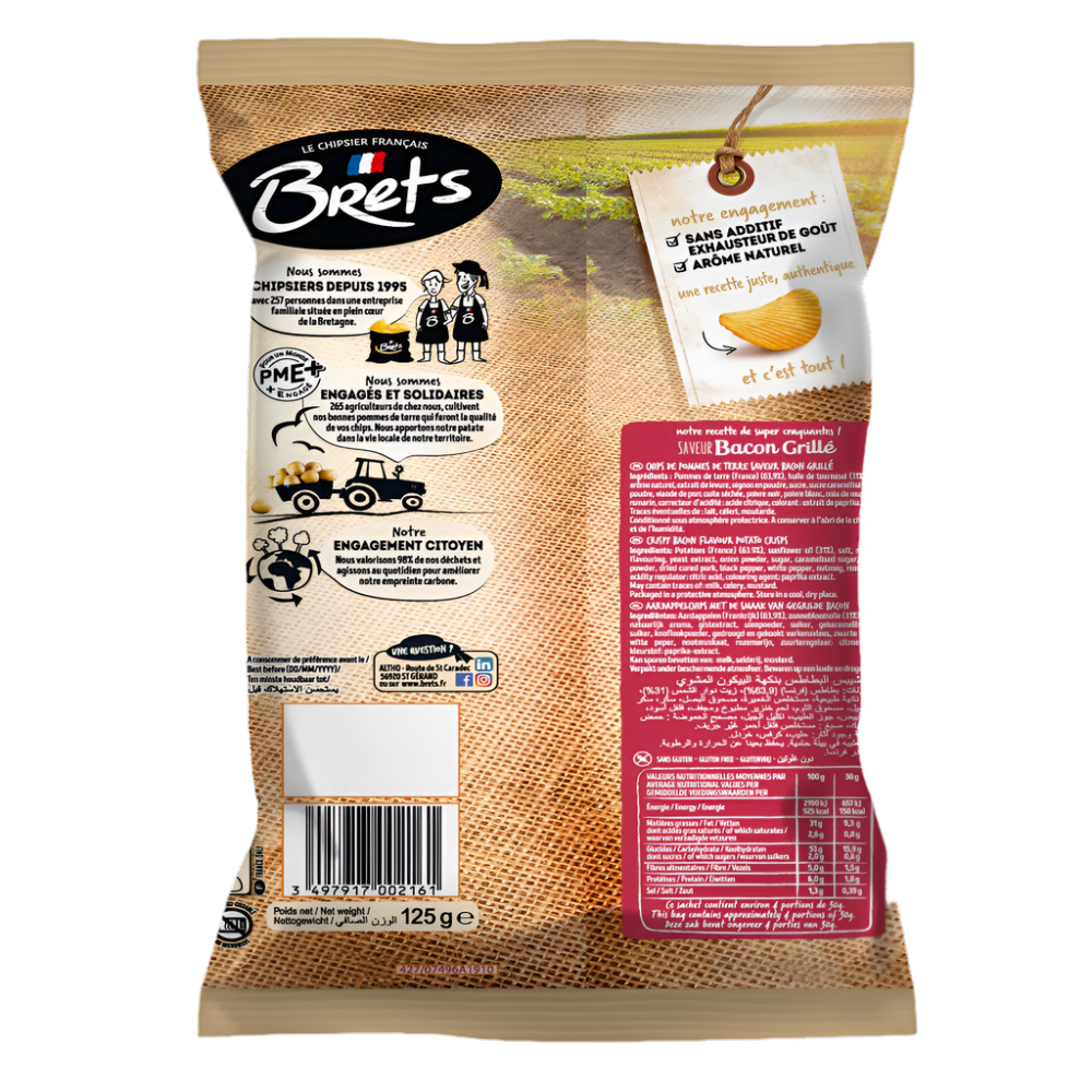 Brets Chips Bacon Grille 125g (FRANCE)