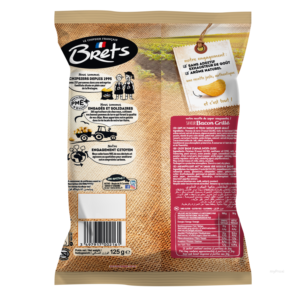 Brets Chips Bacon Grille 125g (FRANCE)